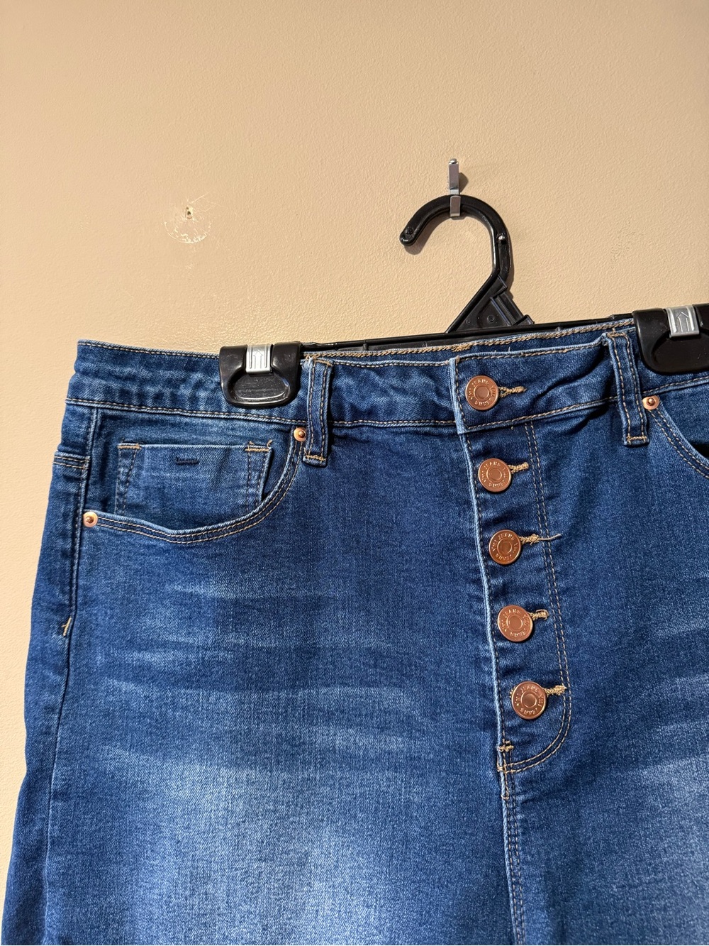 YMI High Rise Button-Fly Denim Shorts - Picture 3 of 9